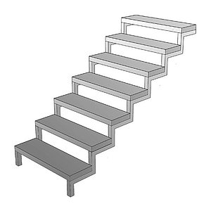 Die normale Holztreppe mit Wangen und aufgesattelten Trittstufen als Bautreppe