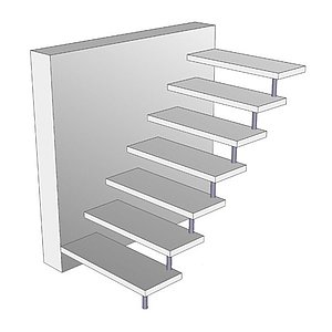 Freitragende Kragstufentreppe mit einseitiger Wandbefestigung