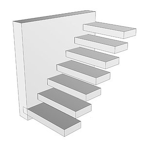 Freitragende Blockstufentreppe mit Wandbefestigung